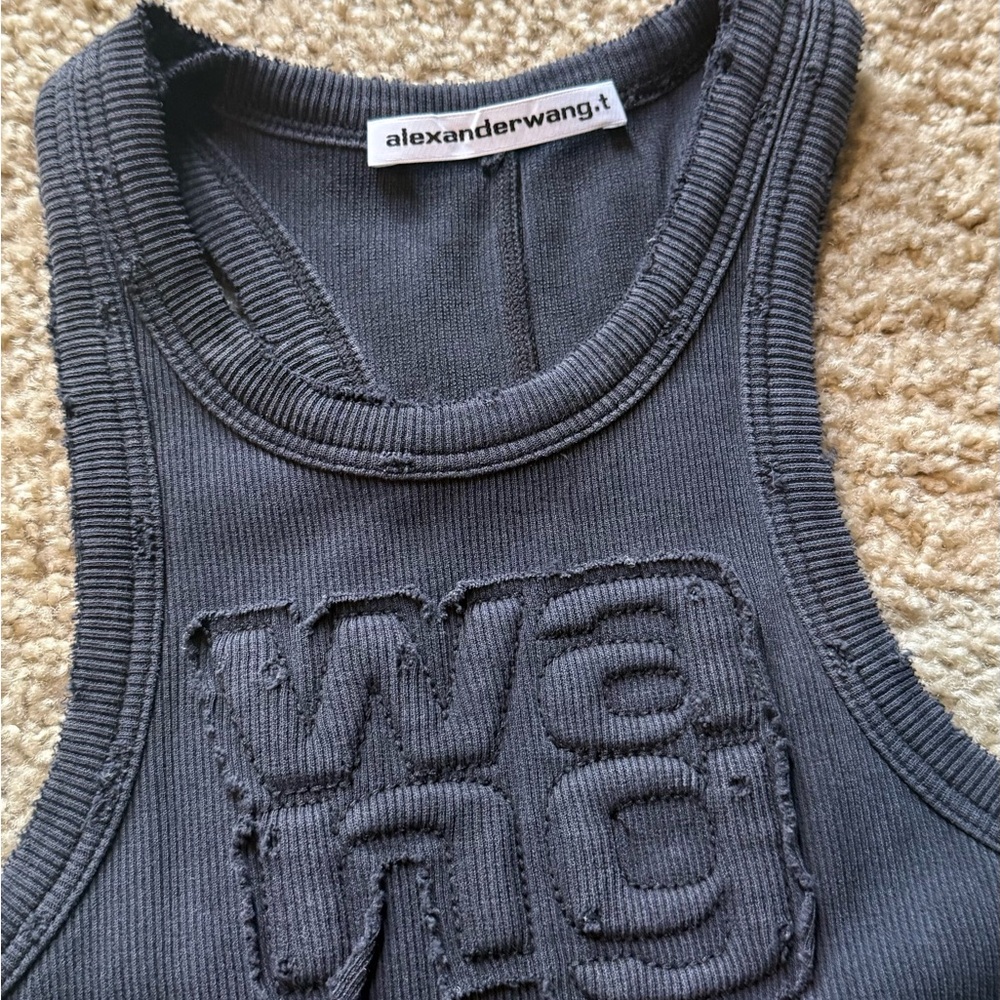 Alexander Wang Black Ribbed Racerback Dress - Picture 2 of 3